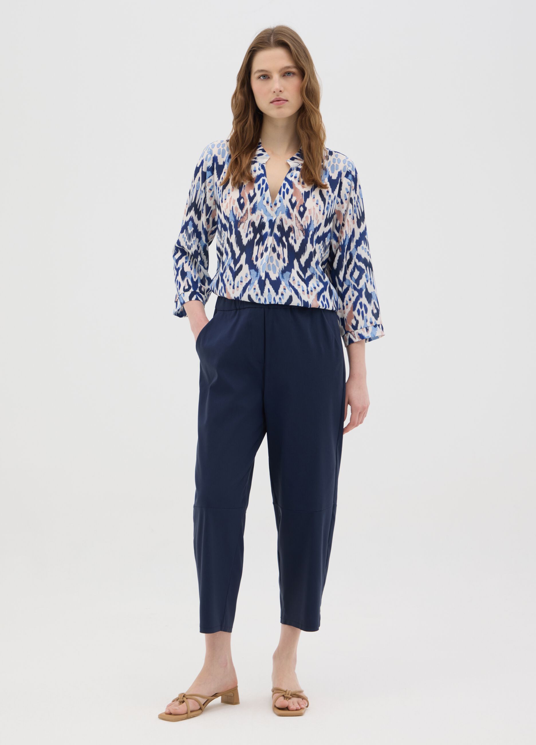 Blusa da donna in misto con stampa geometrica multicolor regular fit