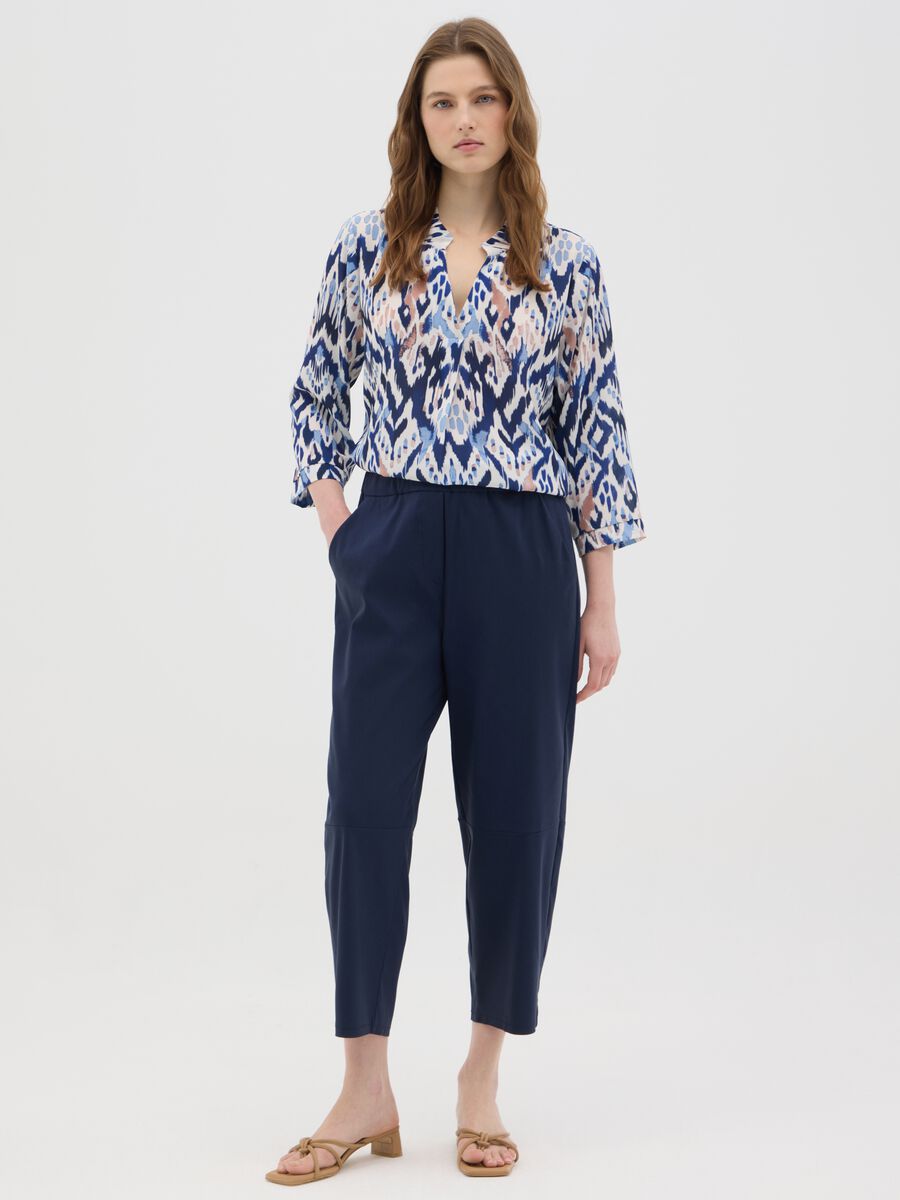 Women's blouse in a blend with multicolour geometric print regular fit_1