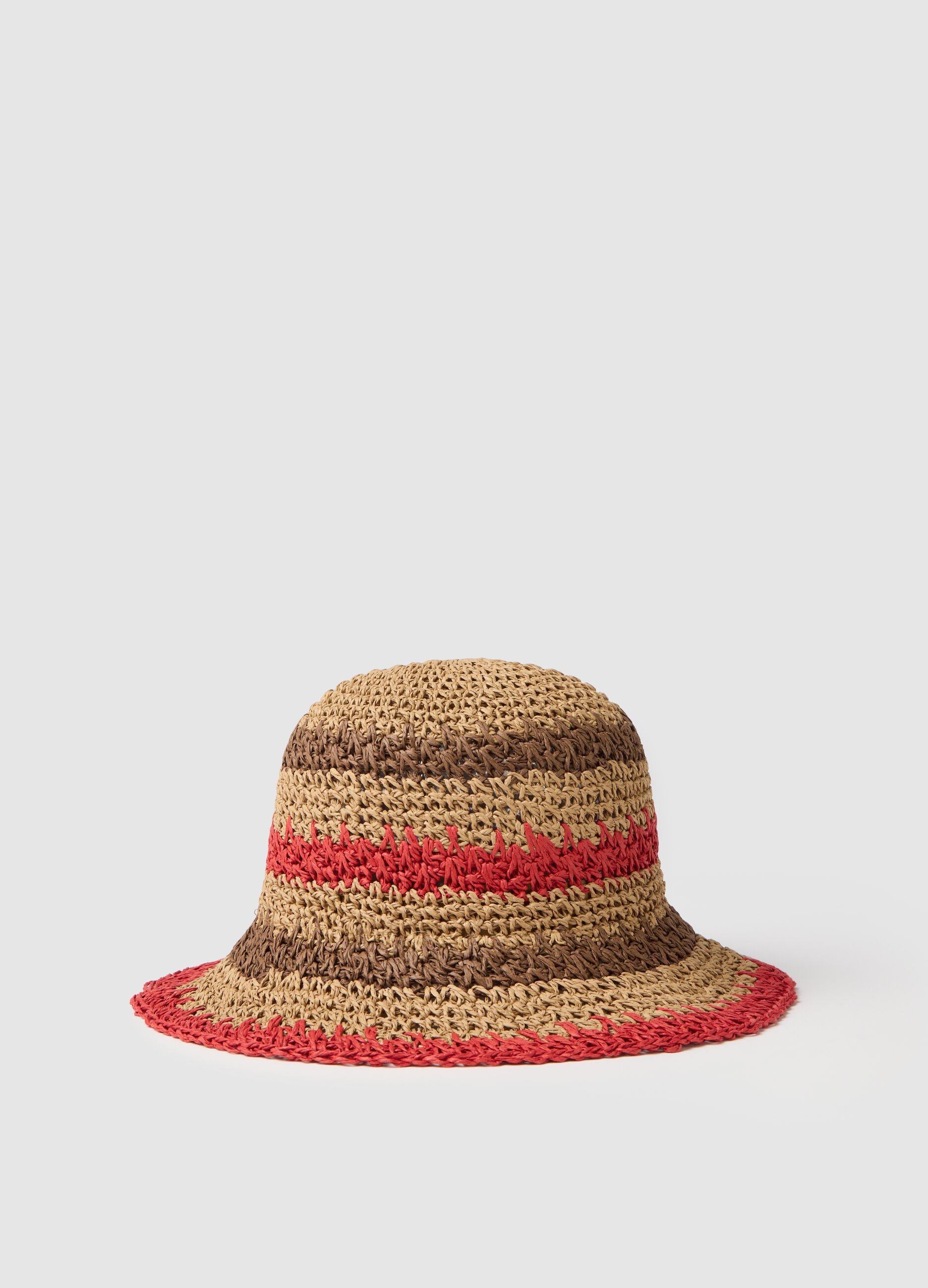 Women's hat with brown and red stripes