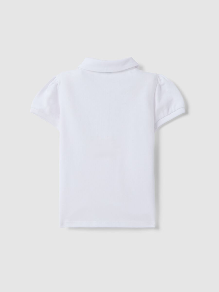 Polo in puro cotone bianca da bimba regular fit con volant_1