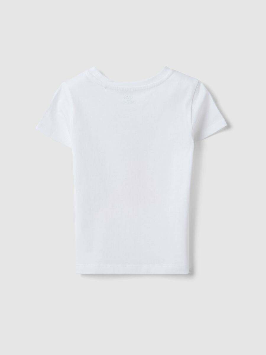 Girls' Regular Fit White Cotton T-shirt with Print_1