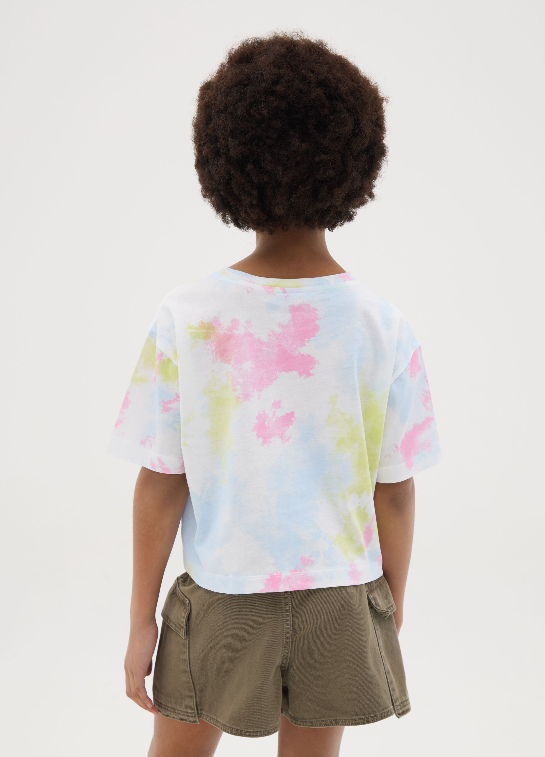 Girls' multicolour pure cotton regular fit T-shirt with Stitch print