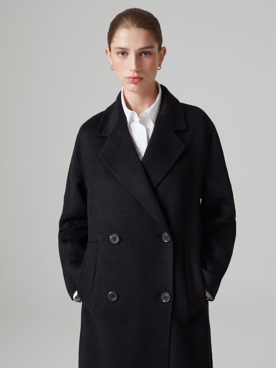 Cappotto lungo doppiopetto in panno_1
