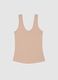 Beige deep V regular fit tank top_0