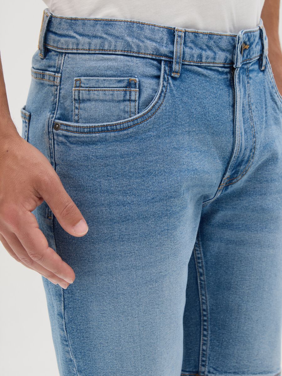 Men's Light Blue Slim Fit Denim Shorts_2