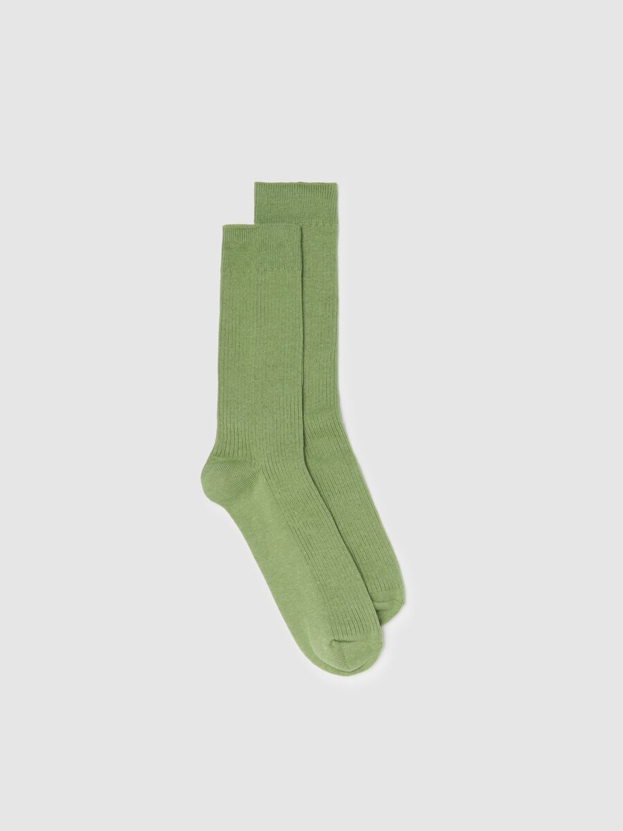 Green stretch ribbed midi socks_0