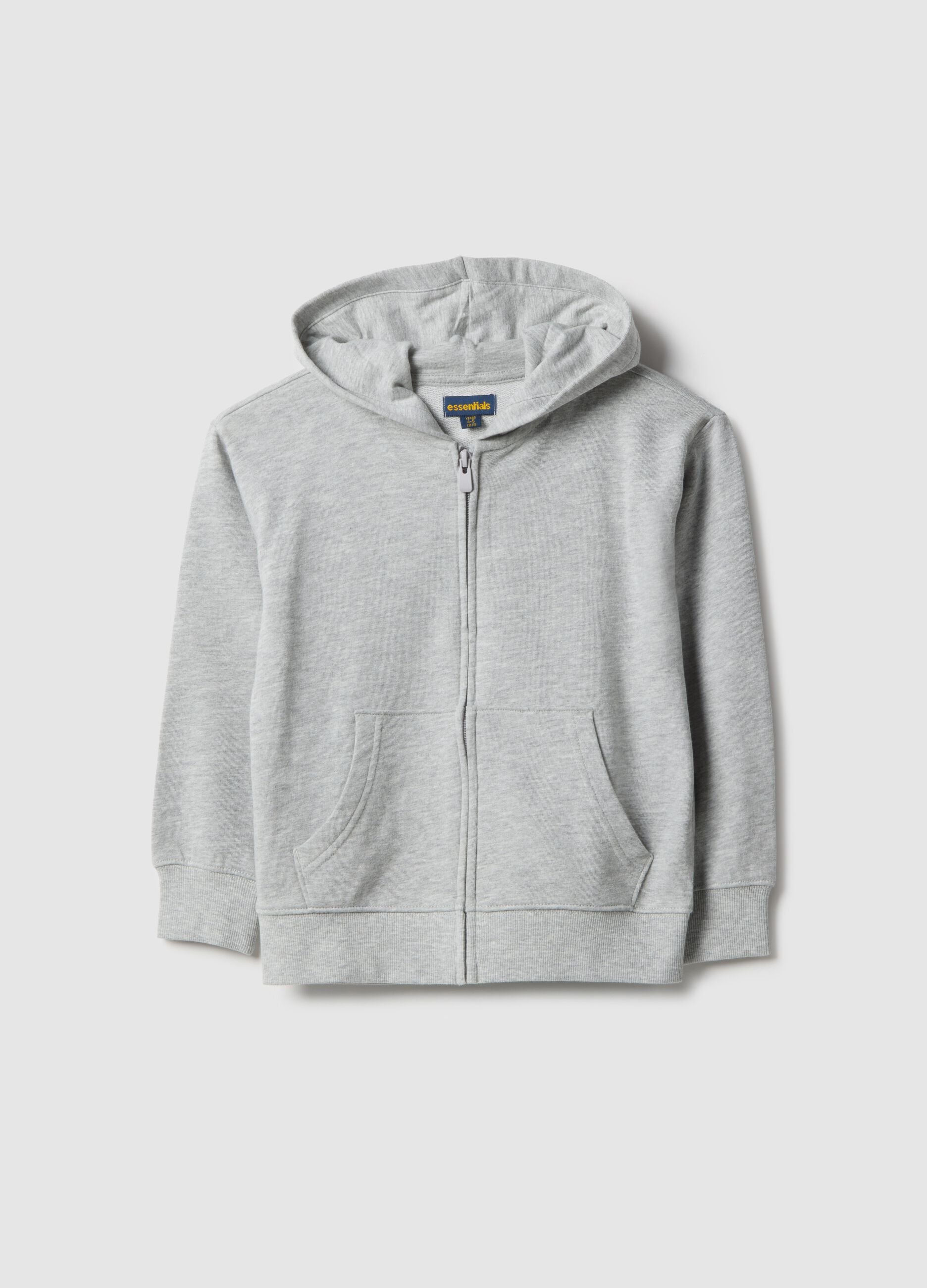 Children's grey hoodie with zip in pure cotton regular fit