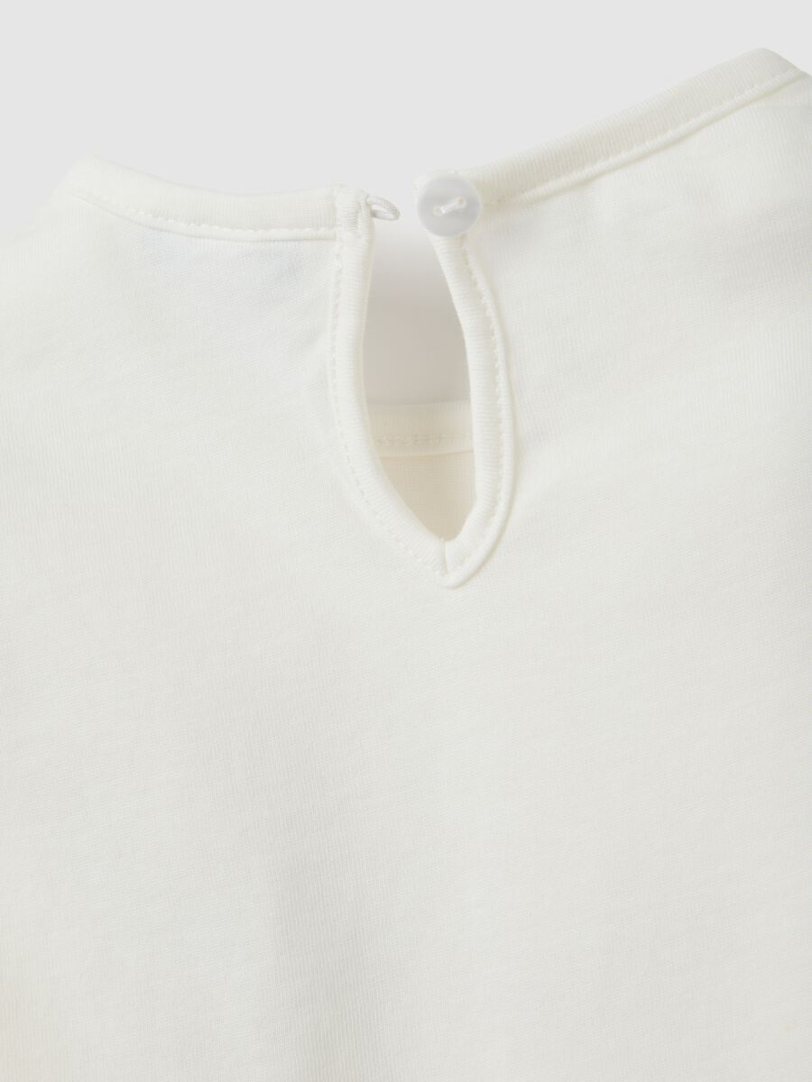 Maglietta da neonata in puro cotone bianca regular fit_3