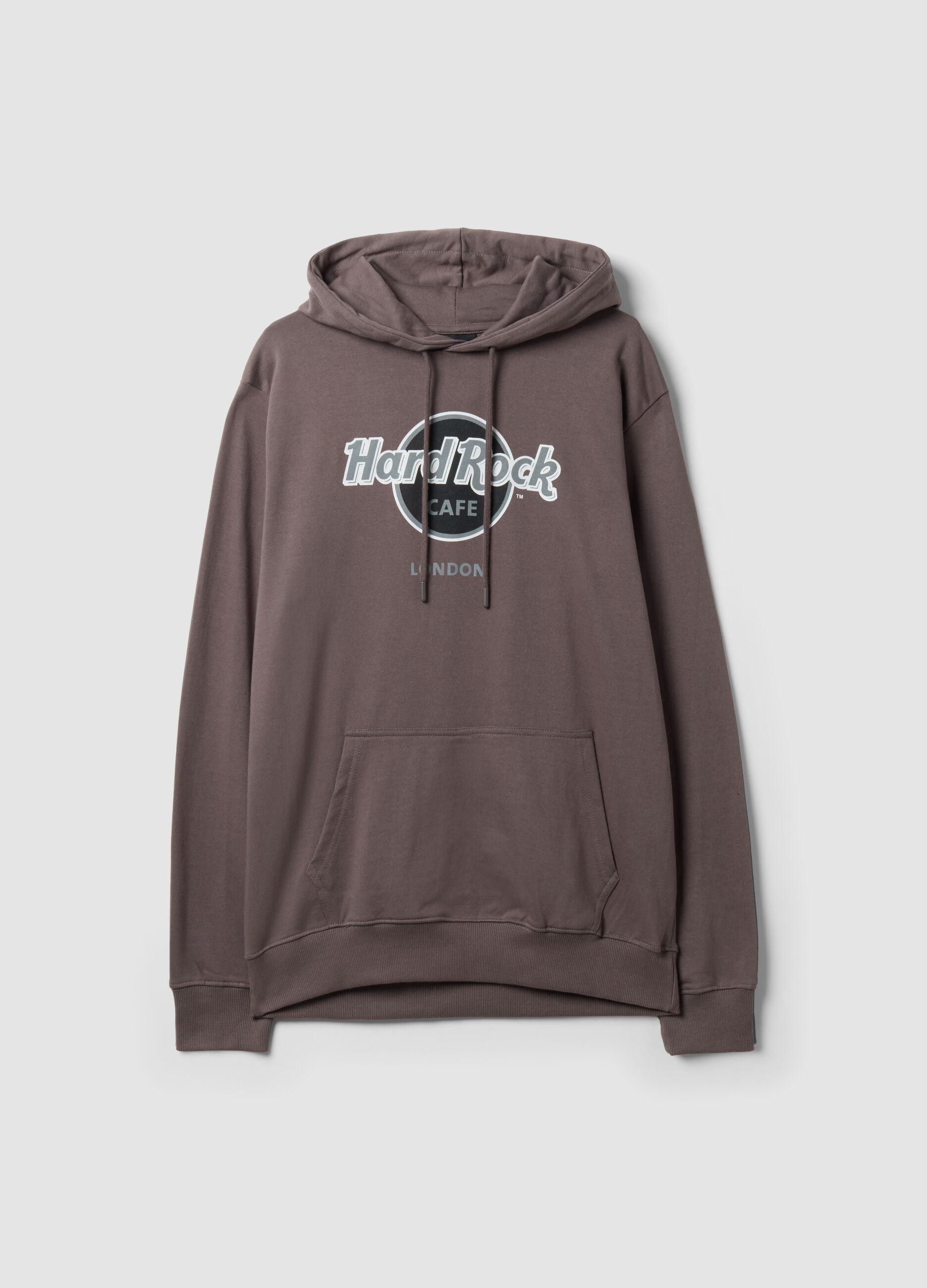 Grey pure cotton hoodie with Hard Rock Cafe print