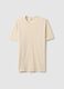 Beige short-sleeved pure cotton regular fit T-shirt_4