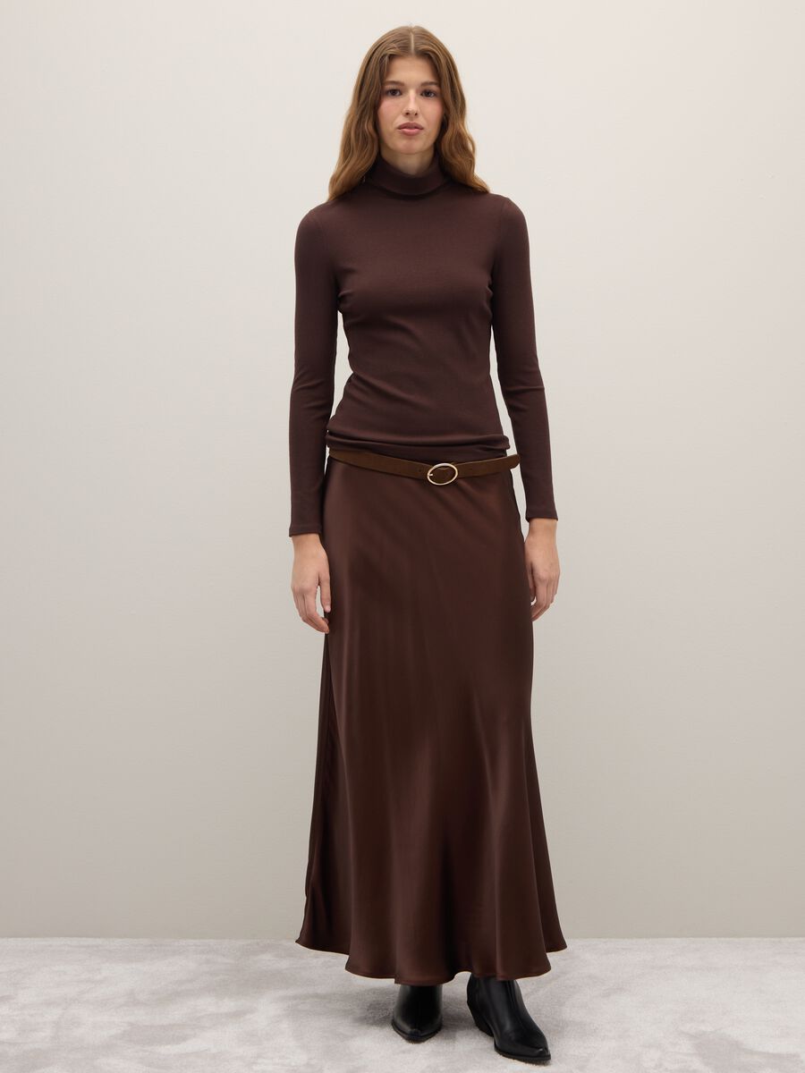 Maglia a collo alto marrone regular fit_2