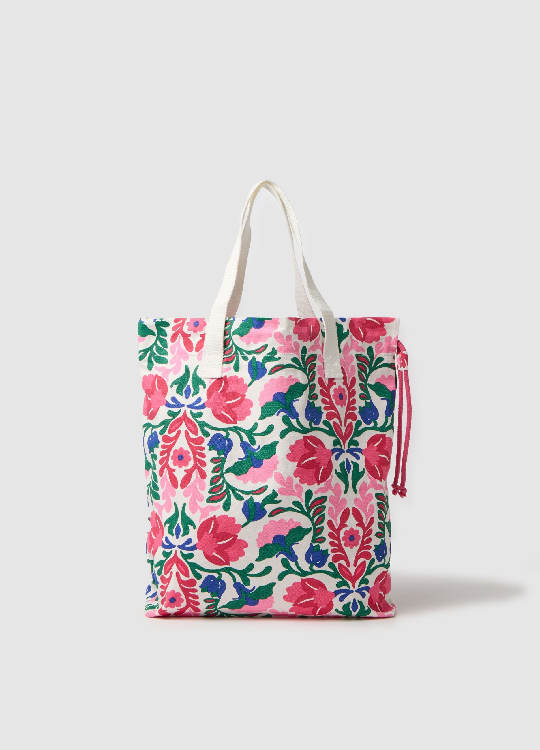 Reversible shopping bag with double handles