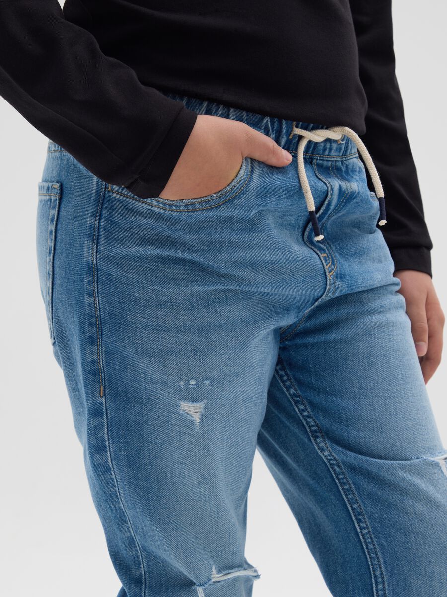 Jog denim da ragazzo in puro cotone blu regular fit_3