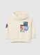 White oversized cotton blend children's hoodie_0