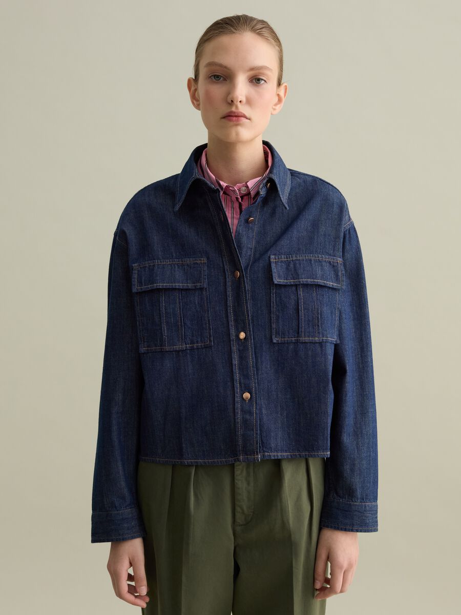 Utility shacket in denim_0