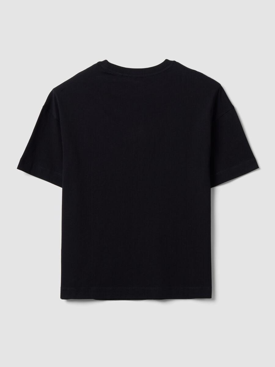 T-shirt over fit nera in puro cotone a maniche corte_5