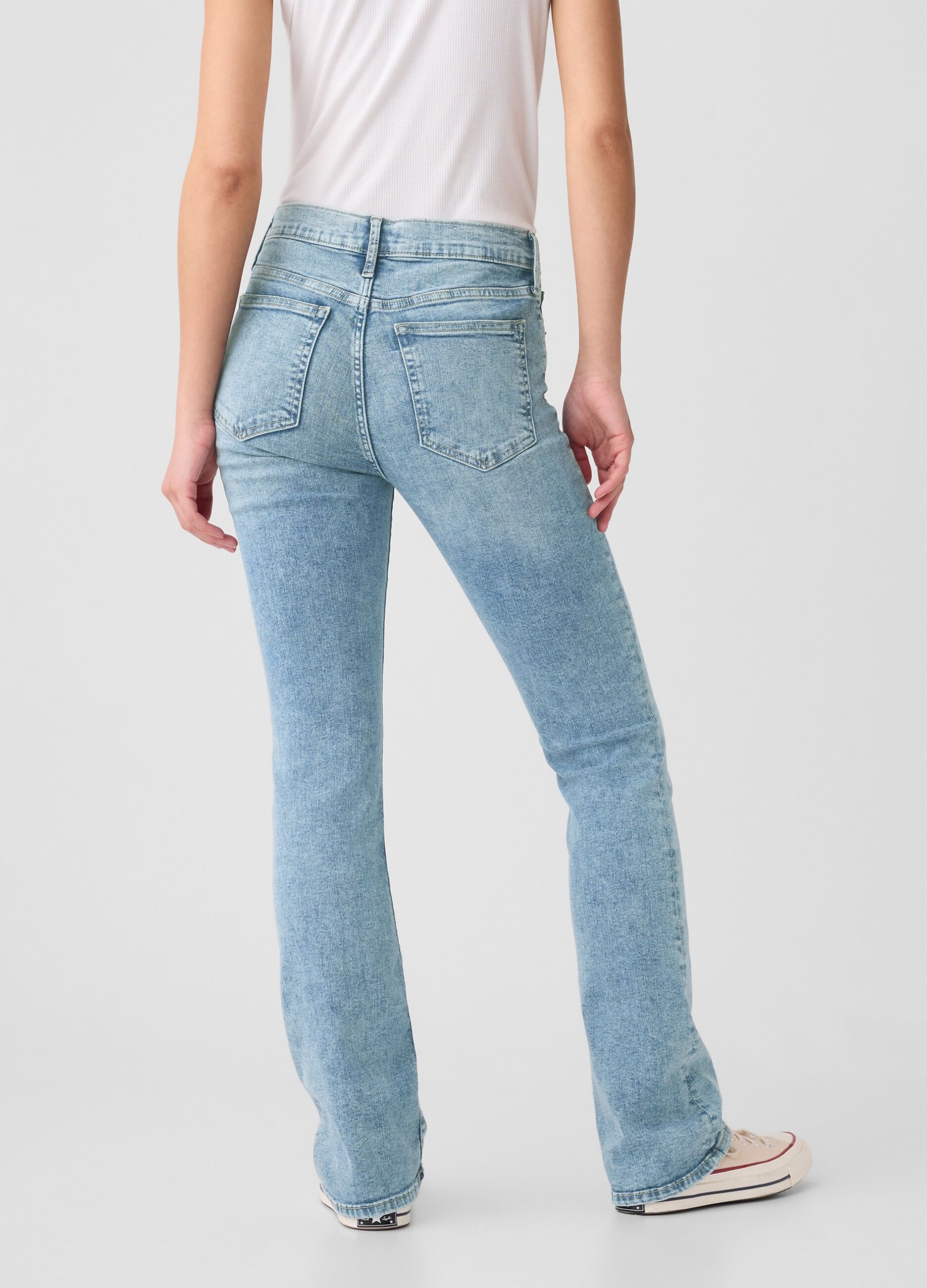 Flare-fit mini bootcut jeans with mid-rise waist