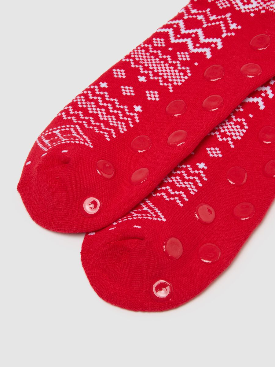 Red Elasticated Cotton Blend Christmas Socks_1