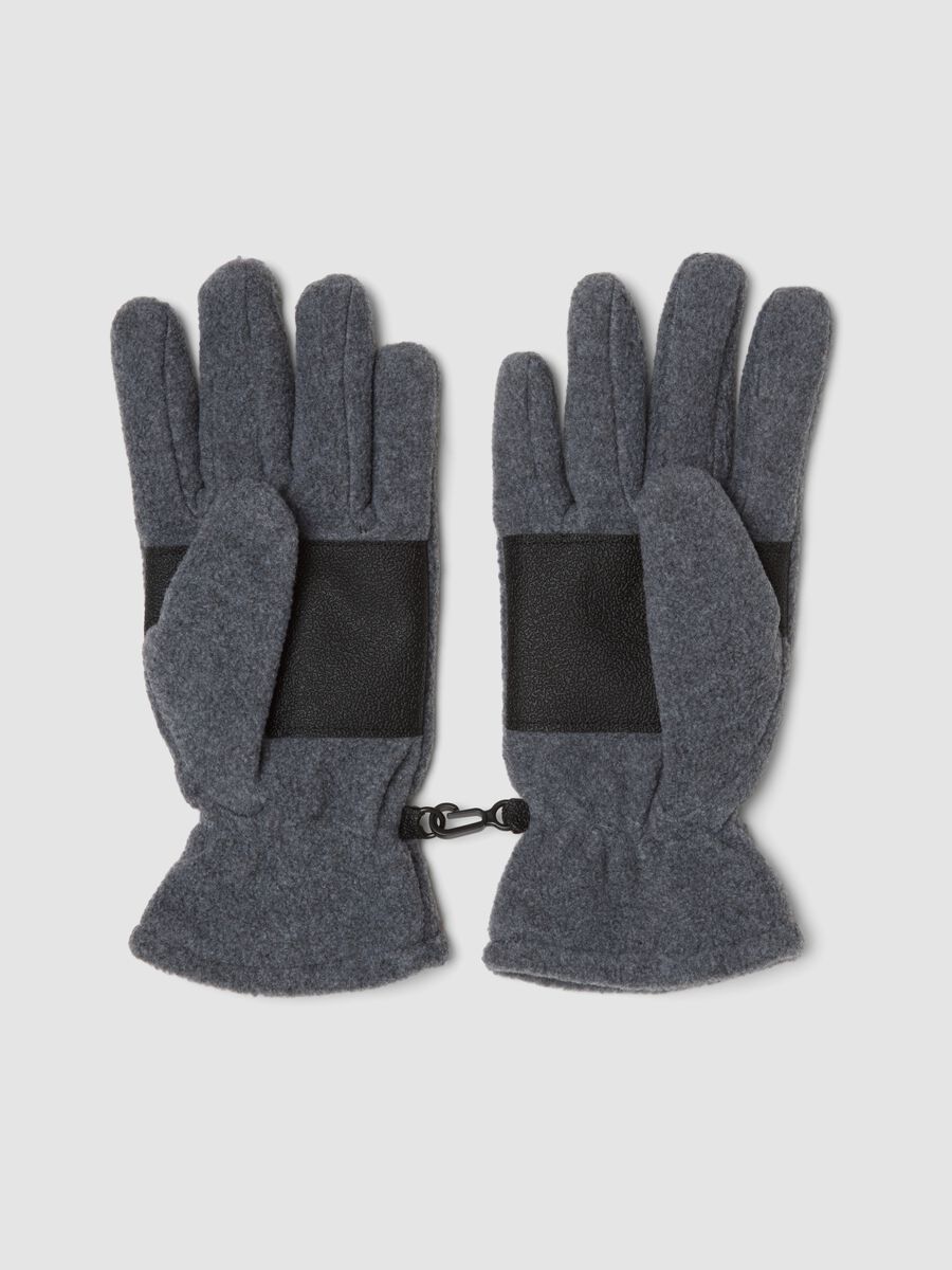 Grey fleece gloves with elasticated cuffs_1