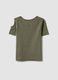 Green cut-out stretch cotton slim fit girl T-shirt_1