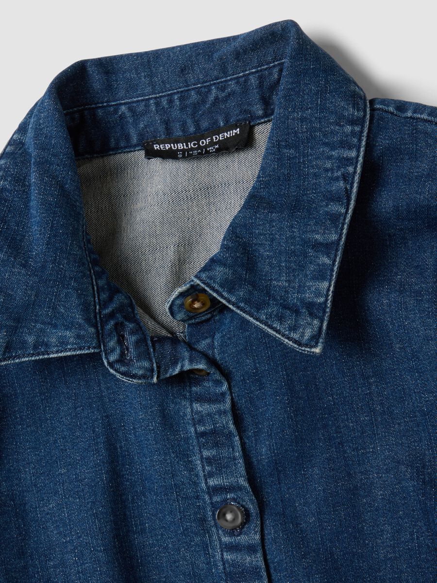 Blue slim-fit stretch cotton denim shirt_6