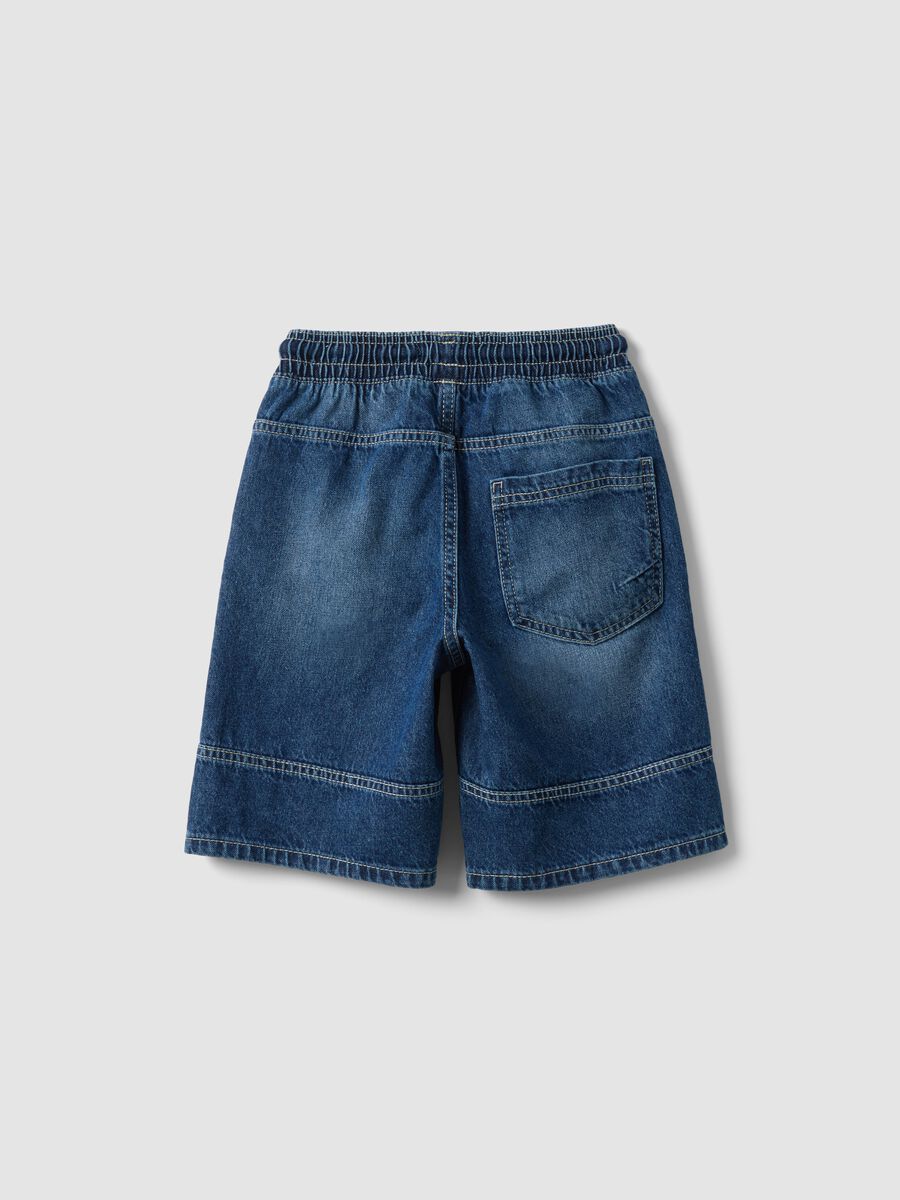 Shorts denim blu in puro cotone da bambino regular fit_1
