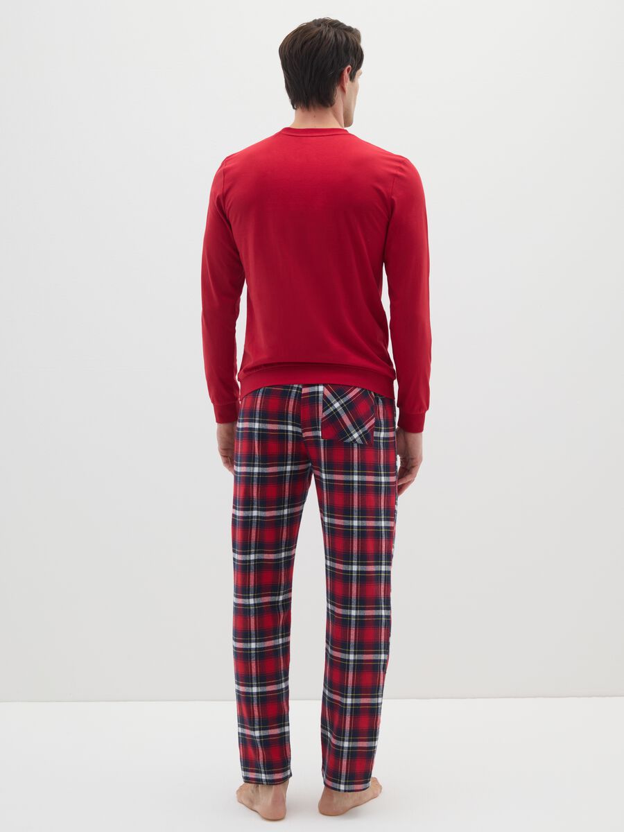Long plaid multicoloured pure cotton pyjamas regular fit_2