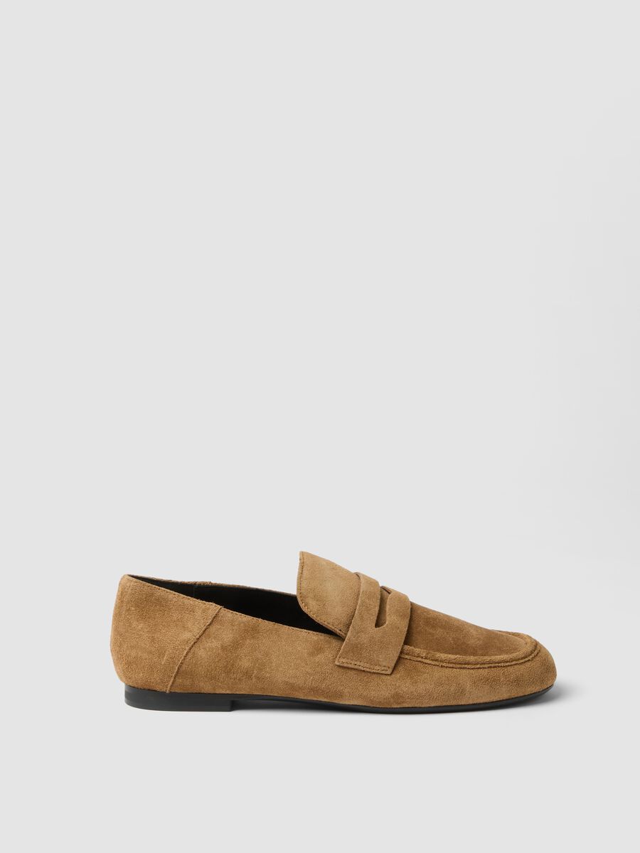 Brown genuine leather loafers_0