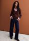 Brown pure cotton cable-knit jumper with deep V-neck_1