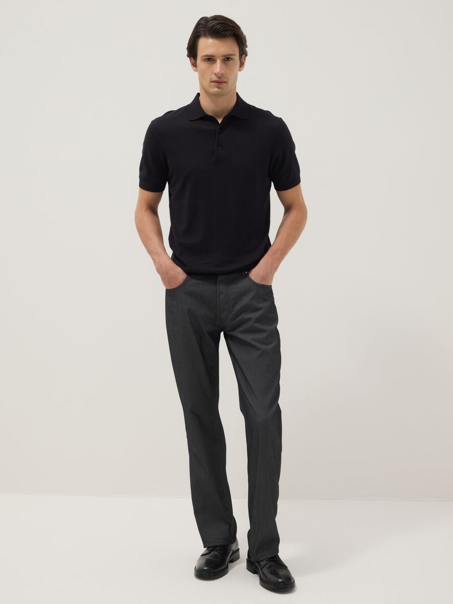 Black pure cotton polo shirt regular fit_2