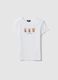 T-shirt in puro cotone bianca da ragazza slim fit con orsetti_3
