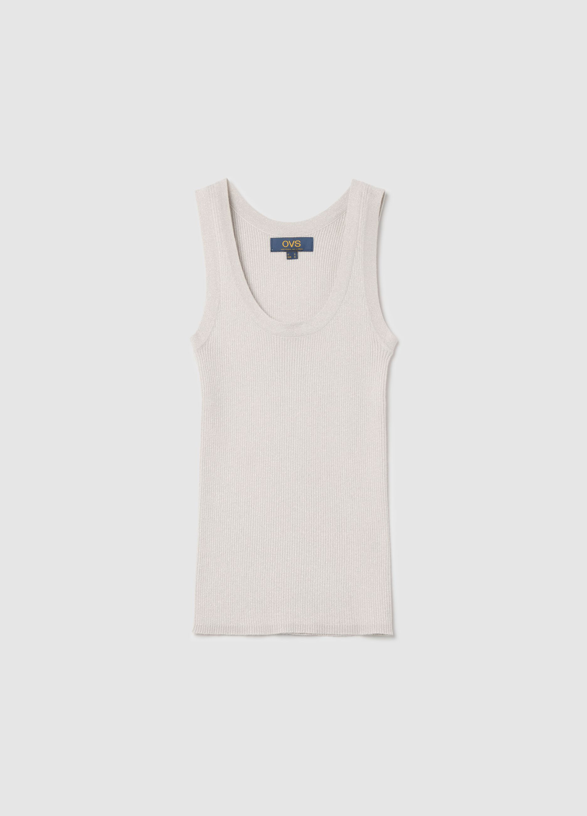 Ribbed lurex tank top