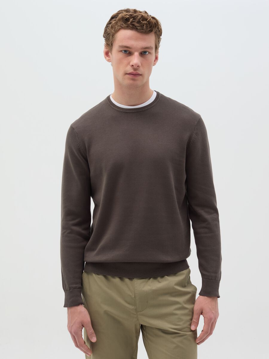 Cotton pullover with round neck_0