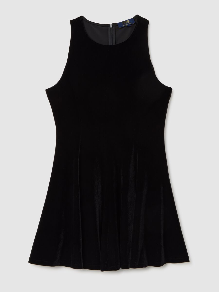 Vestito corto nero slim fit senza maniche_4