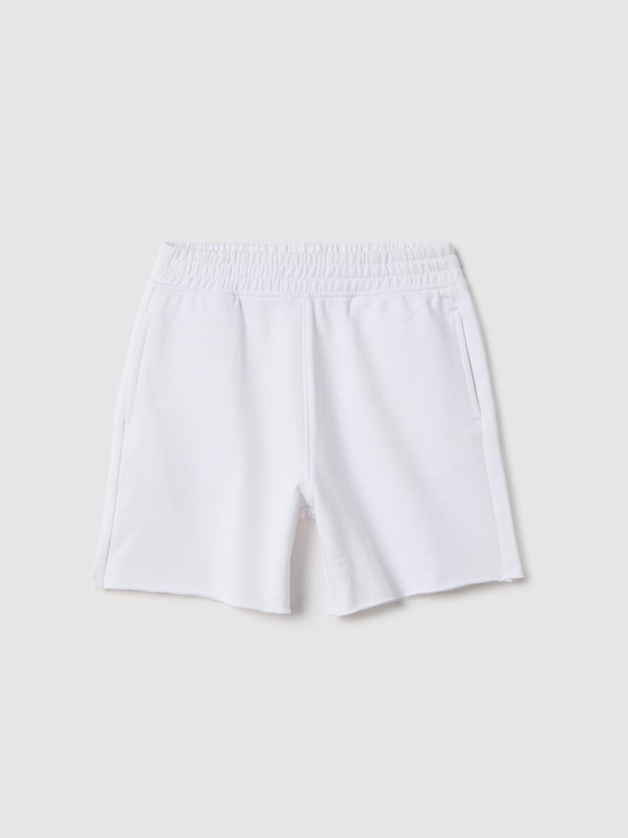 Boys' regular fit white pure cotton short jogger trousers_0