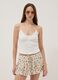 White stretch cotton fitted top with lace trim_2