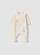 Beige organic cotton-blend all-in-one baby sleepsuit with Mickey embroidery_0