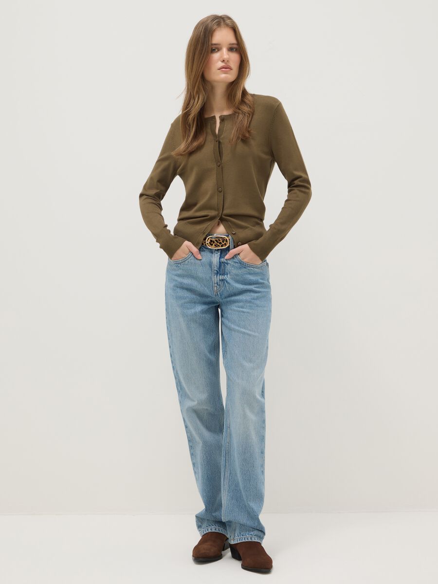 Green Crewneck Cardigan Regular Fit_1