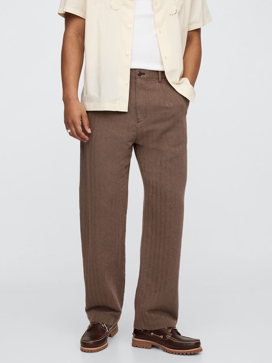 Brown Linen and Cotton Trousers_1