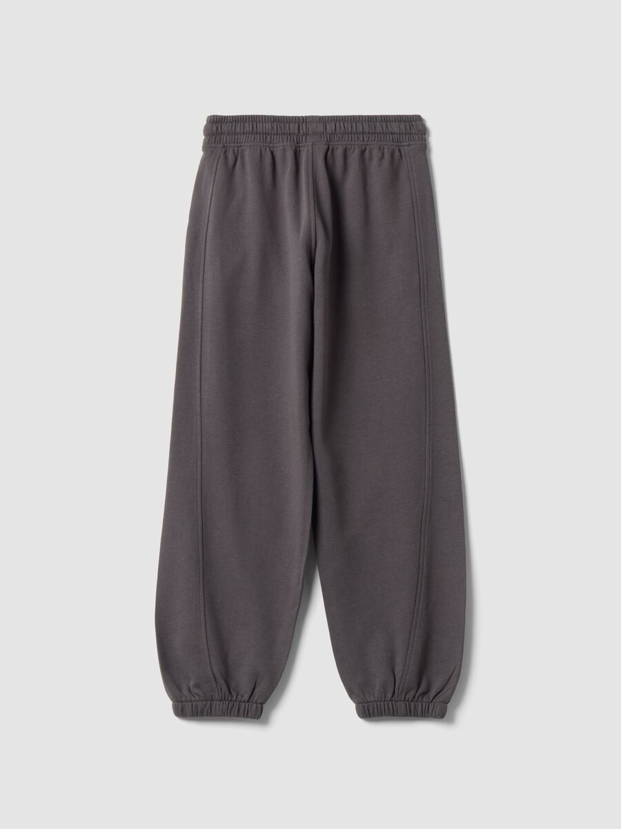 Grey pure cotton jogger trousers with elasticated cuffs_1