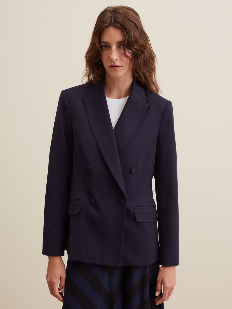 Blazer doppiopetto tinta unita_0