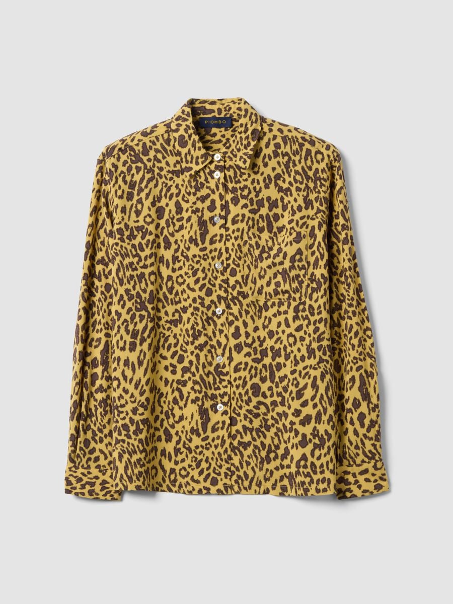Yellow pure viscose animal-print shirt, regular fit_4