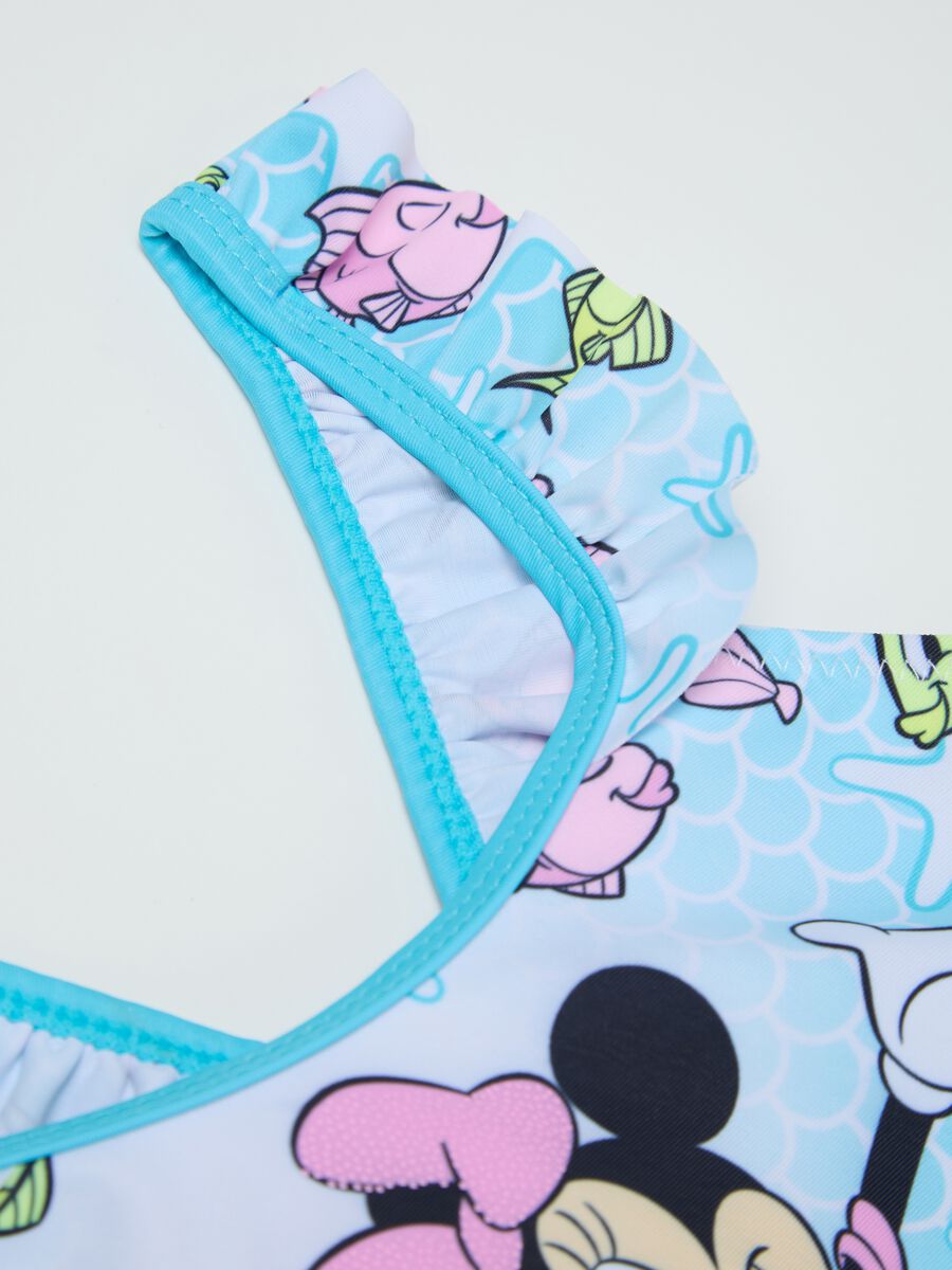Girls’ bikini in multicoloured stretch fabric with Minnie Mouse print and underwater design_3