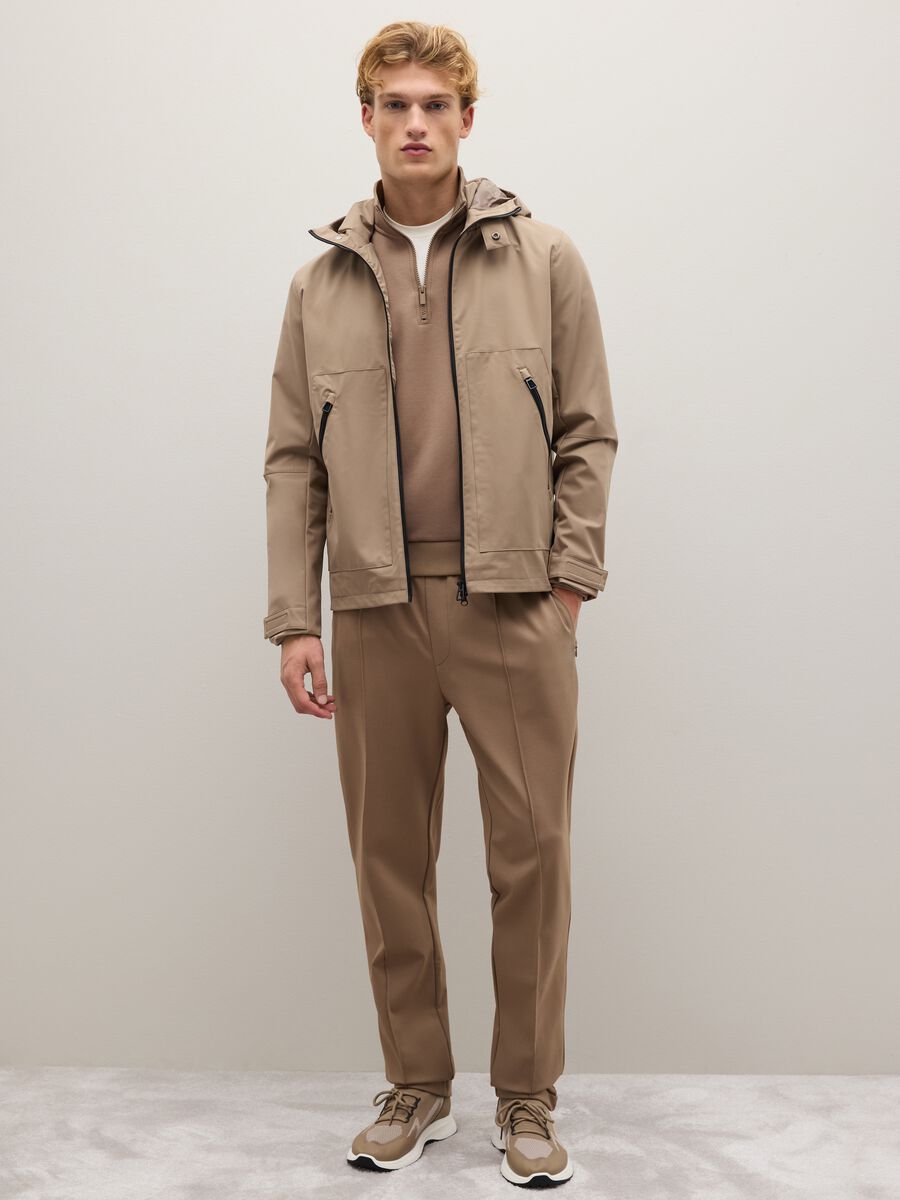 Giacca beige con zip_1