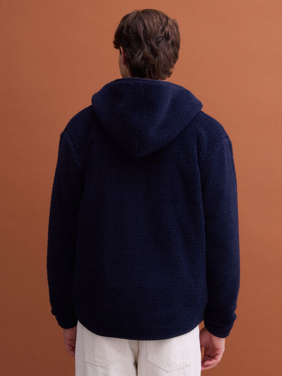 Felpa sherpa blu con cappuccio regular fit_3
