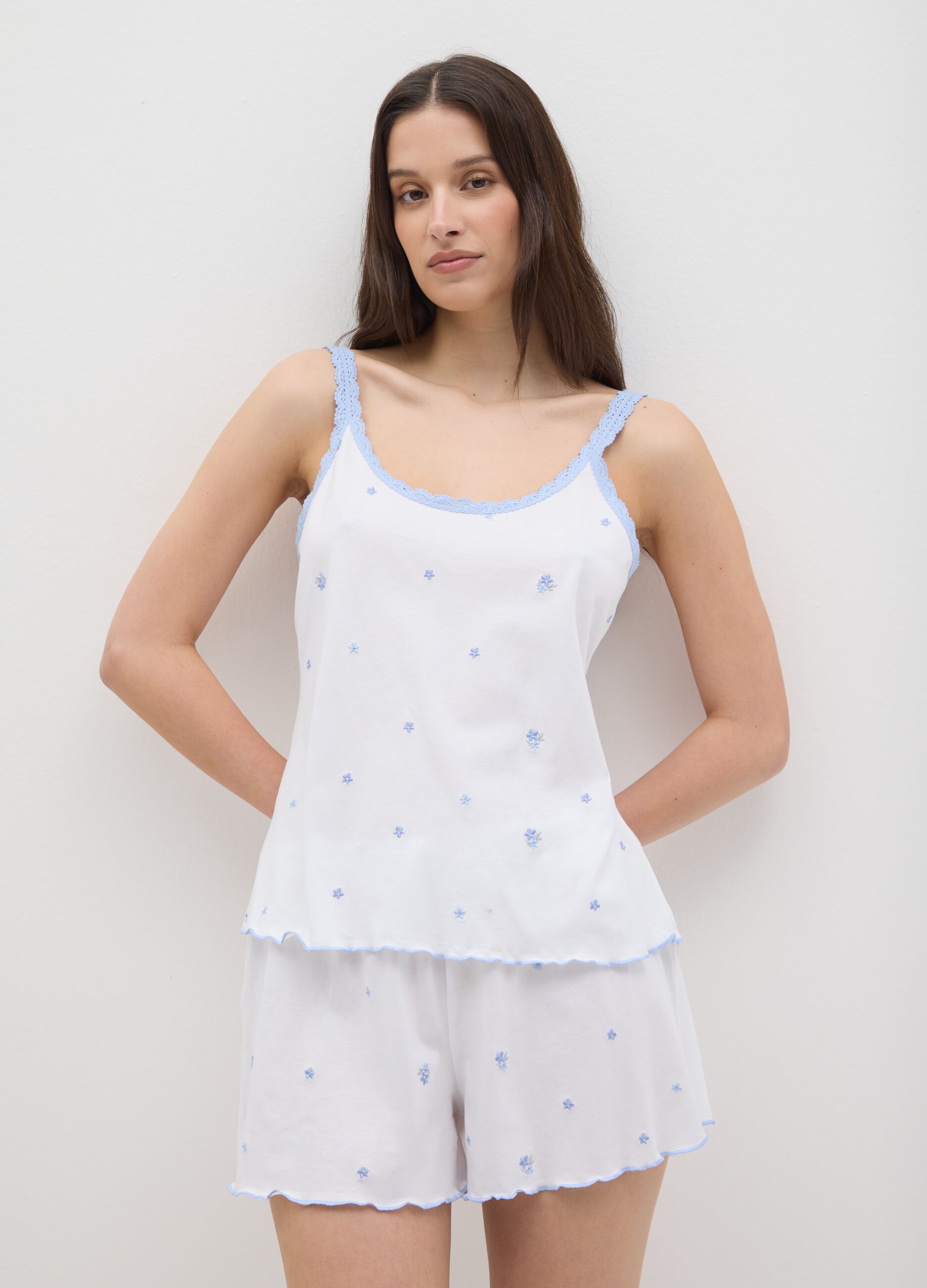 Pigiama da donna in puro cotone multicolor regular fit