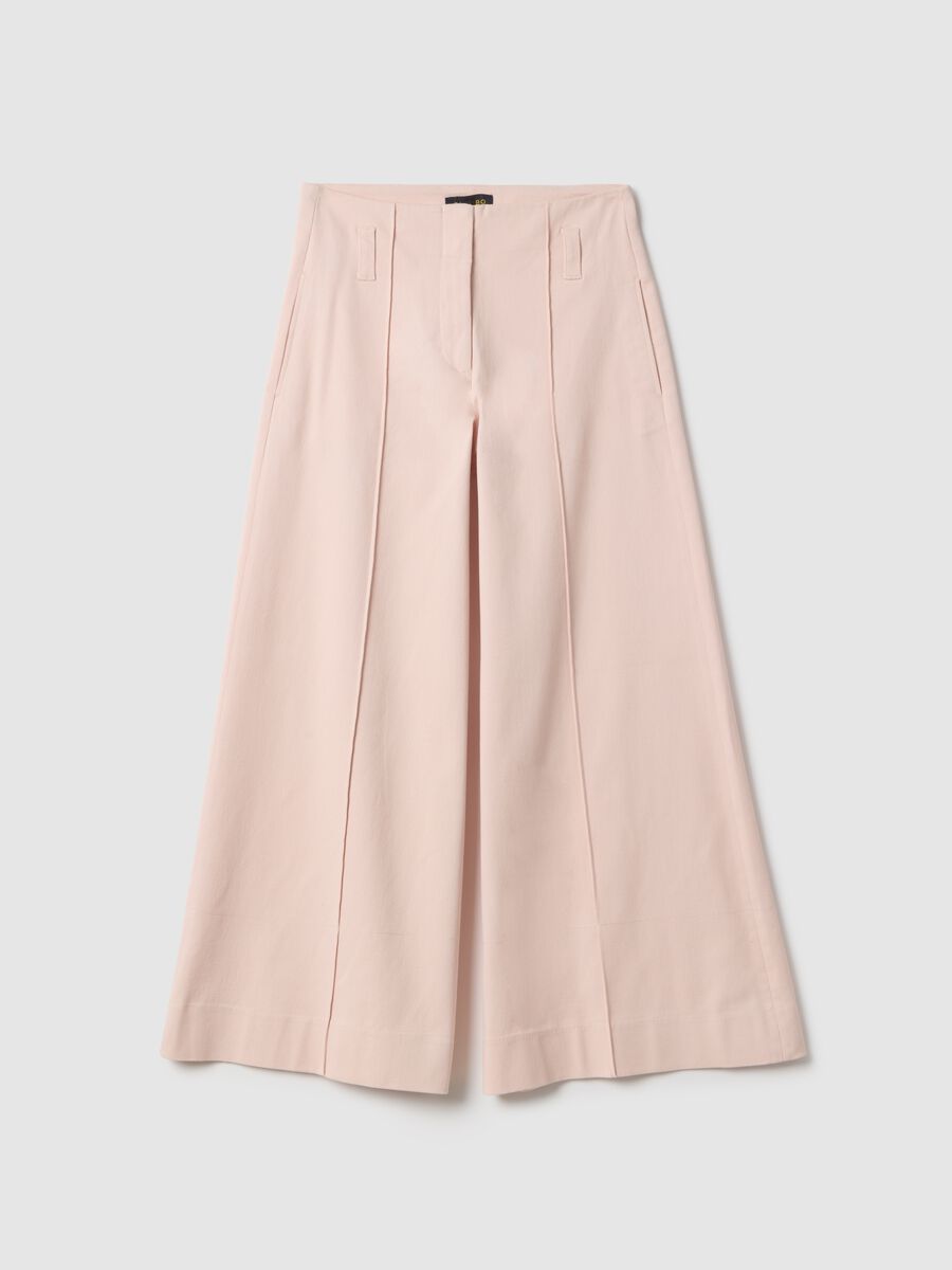 Straight Pink Trousers in Twill and Stretch Cotton_0