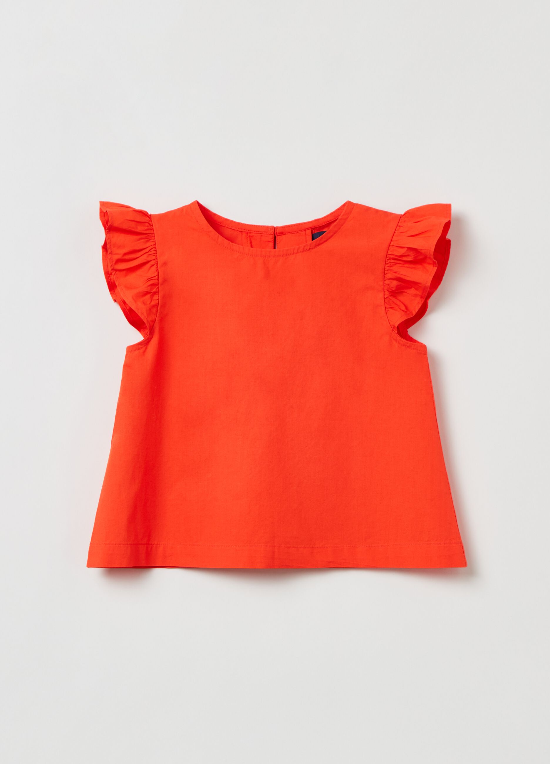 Blusa in cotone con volant_0