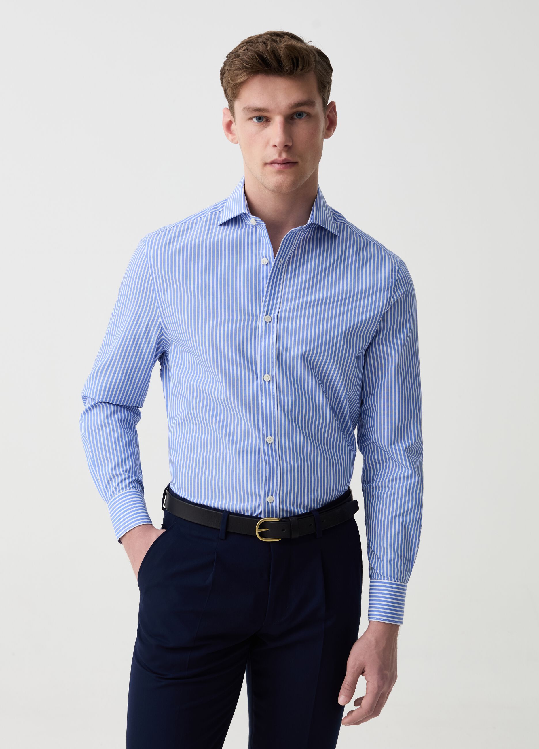 Regular-fit shirt with striped pattern