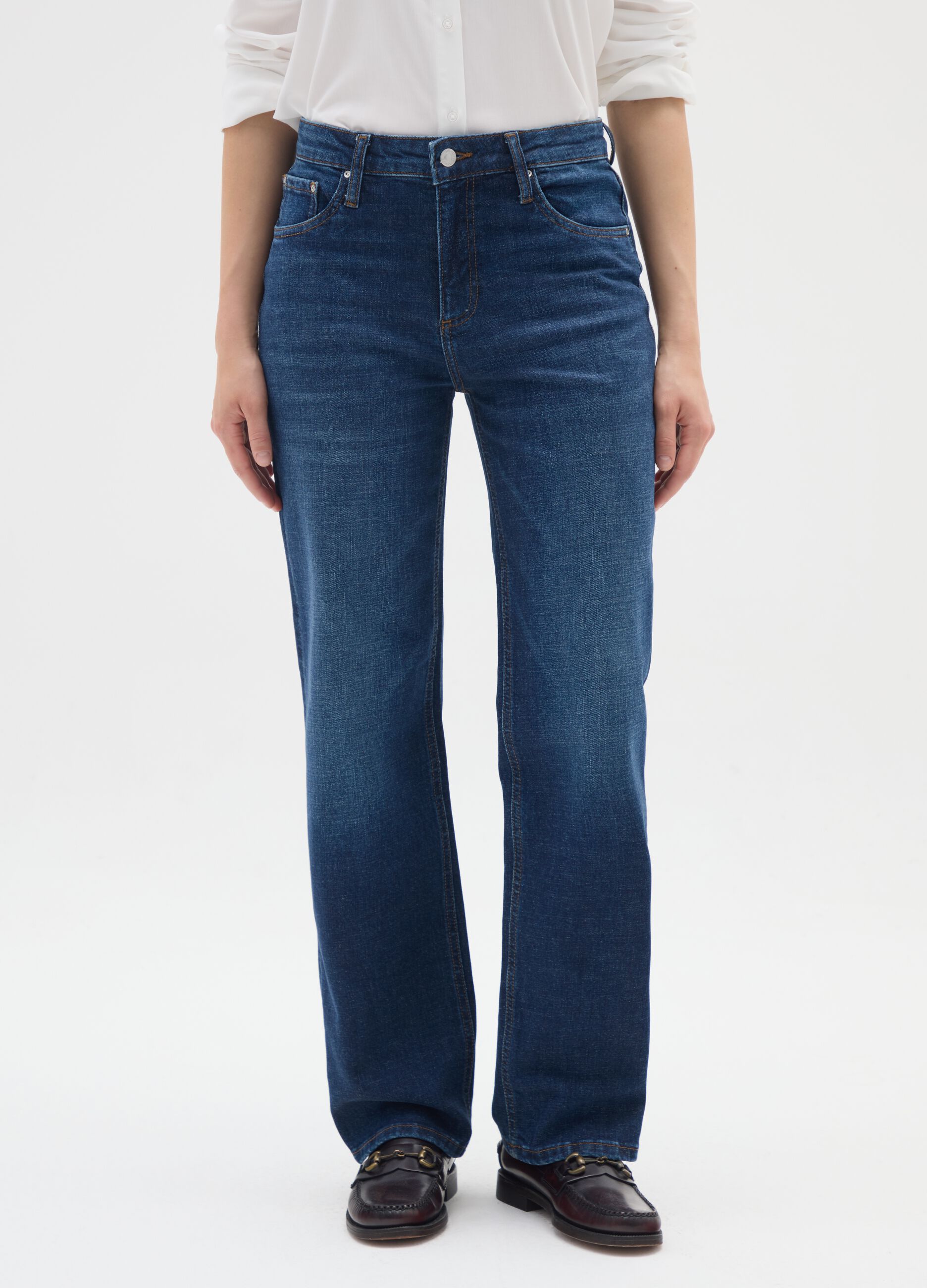 Stretchy Blue Denim Jeans with High Waist